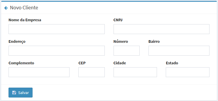 SVT-Cloud: Formulário de cadastro de clientes no sistema